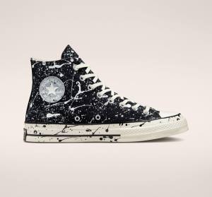 Zapatillas Altas Converse Chuck 70 Archive Paint Splatter Negras Gris | CV-012GHM