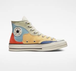 Zapatillas Altas Converse Chuck 70 Crafted Patchwork Verde Oliva Azules | CV-439FQK