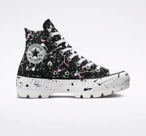 Zapatillas Altas Converse Chuck Taylor All Star Lugged Paint Splatter Negras Gris Rosas | CV-491VNS