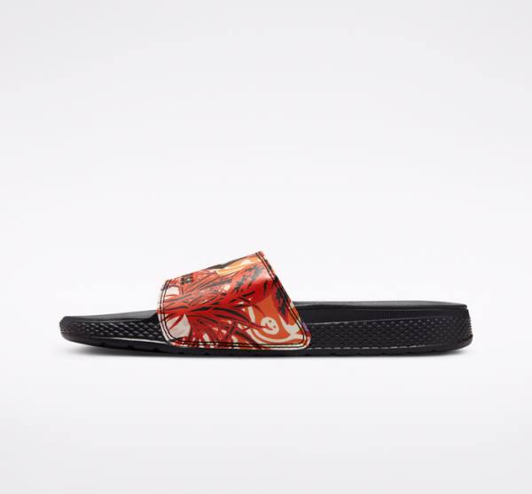 Sandalias Converse All Star Slide Tropical Florals Negras Amarillo Oscuro Rosas | CV-810PVB