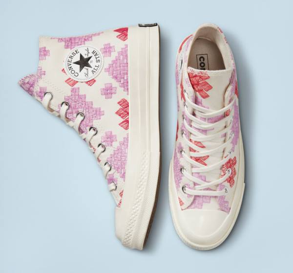 Zapatillas Altas Converse Chuck 70 Bright Embroidery Rosas Rojas | CV-104CFX