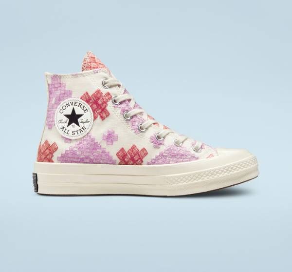 Zapatillas Altas Converse Chuck 70 Bright Embroidery Rosas Rojas | CV-104CFX