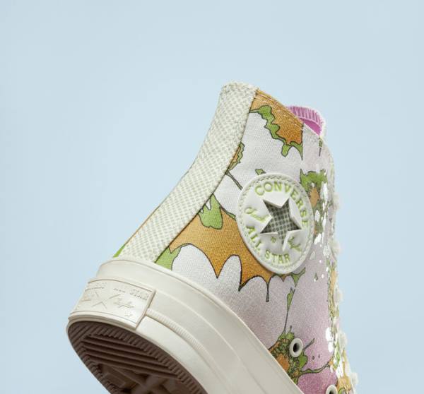 Zapatillas Altas Converse Chuck 70 Crafted Florals Rosas Verde Oliva | CV-317UEZ