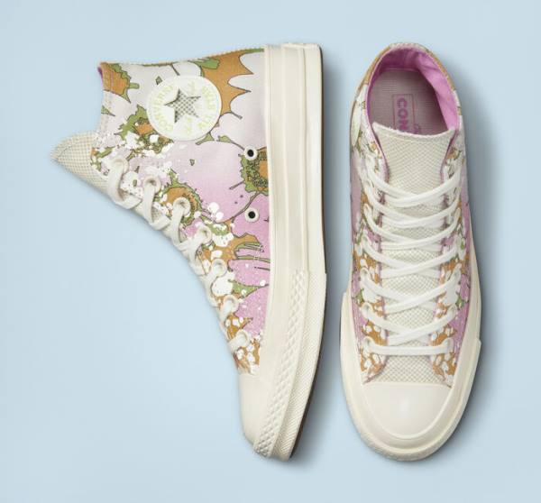 Zapatillas Altas Converse Chuck 70 Crafted Florals Rosas Verde Oliva | CV-317UEZ