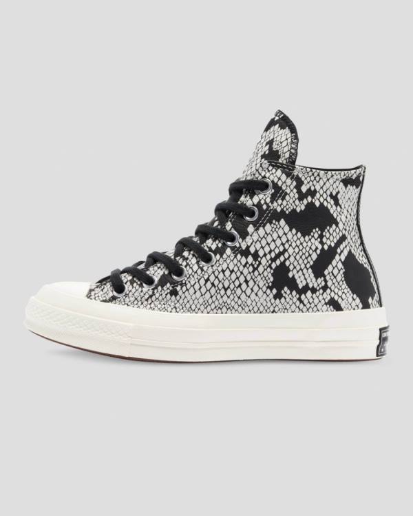 Zapatillas Altas Converse Chuck 70 Cuero Snake Print Beige Negras | CV-798XFA