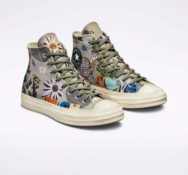 Zapatillas Altas Converse Chuck 70 Floral Verde Oliva Multicolor | CV-081RWD