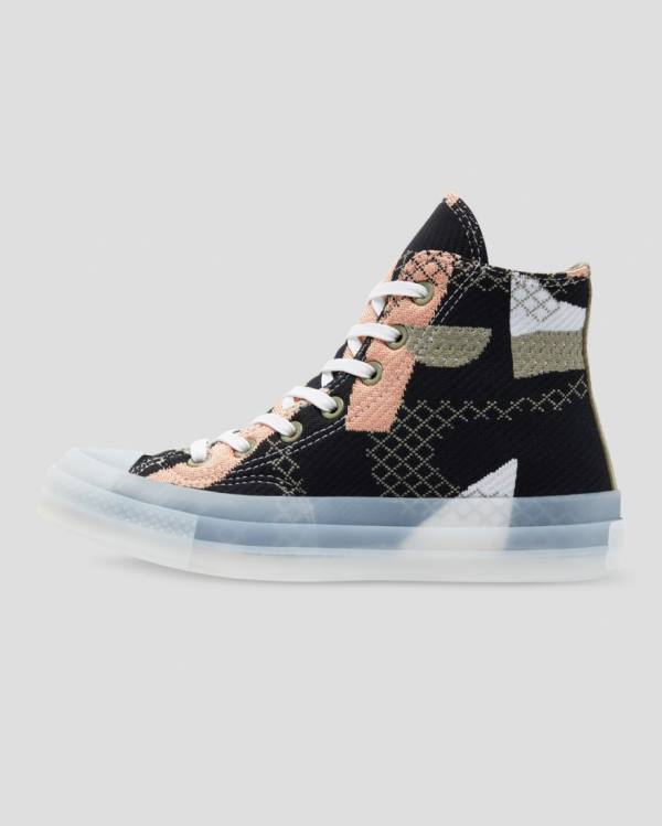 Zapatillas Altas Converse Chuck 70 Knit Print Negras Naranjas | CV-264MRY