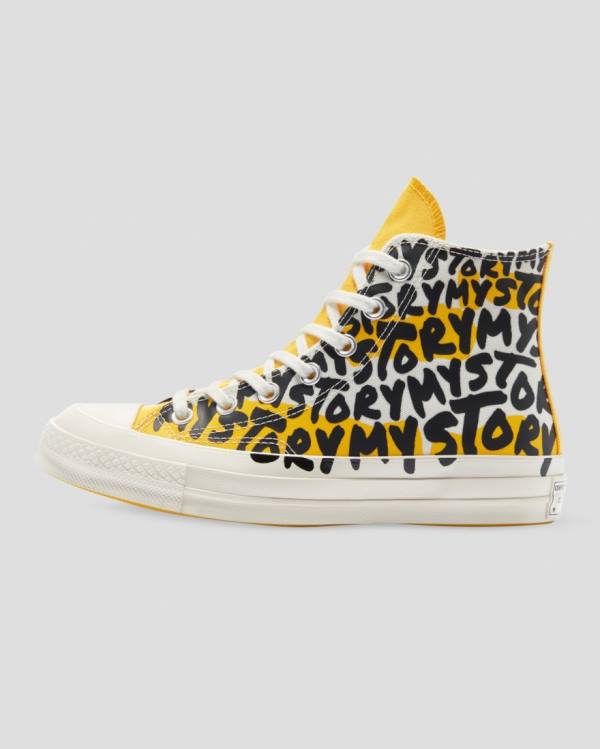 Zapatillas Altas Converse Chuck 70 My Story Negras Amarillo | CV-530YMU