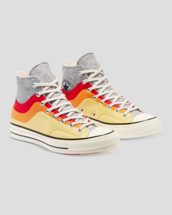 Zapatillas Altas Converse Chuck 70 Nor'Easter Felted Layered Gris Rojas Amarillo | CV-615TUY