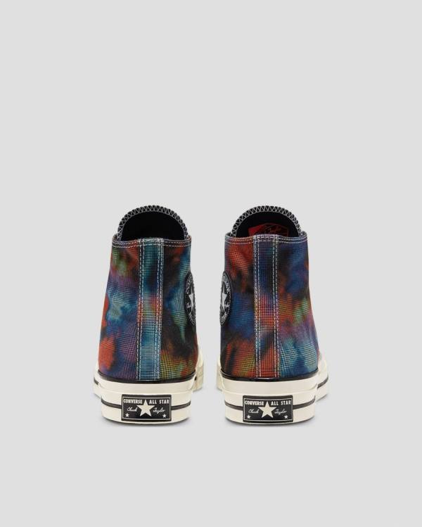 Zapatillas Altas Converse Chuck 70 Plaid Tie Dye Negras | CV-895ESM