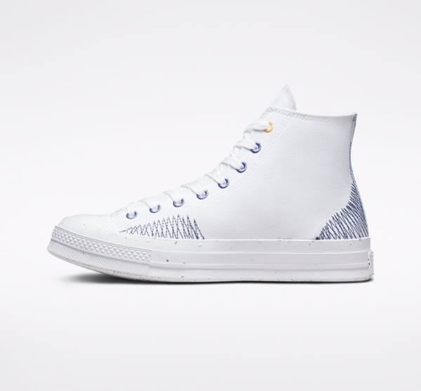 Zapatillas Altas Converse Chuck 70 Stitched Blancas Indigo | CV-317RAQ