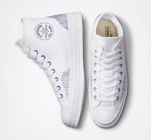 Zapatillas Altas Converse Chuck 70 Stitched Blancas Indigo | CV-317RAQ