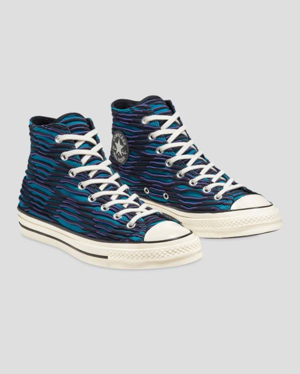 Zapatillas Altas Converse Chuck 70 Wavy Knit Azules | CV-124ESD