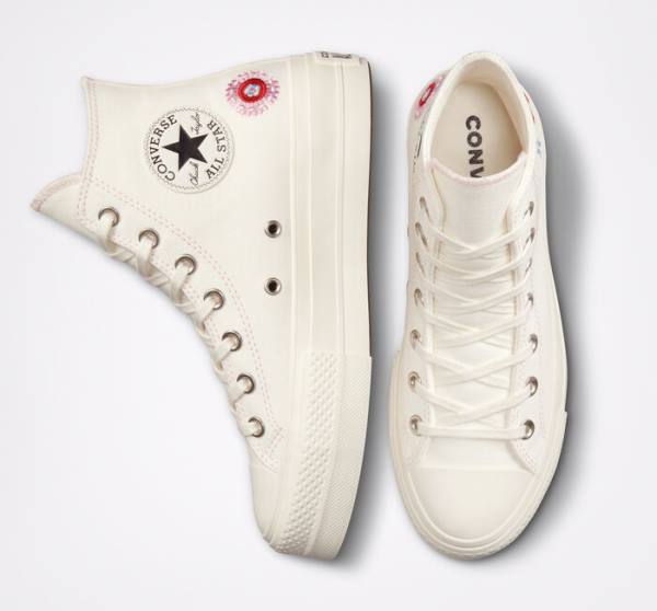 Zapatillas Altas Converse Chuck Taylor All Star Lift Platform Floral Embroidery Negras Rosas | CV-017ZIT