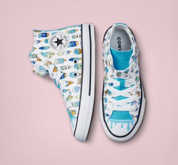 Zapatillas Altas Converse Chuck Taylor All Star Easy-On Frozen Treats Blancas Azules Verde Claro | CV-027XDJ