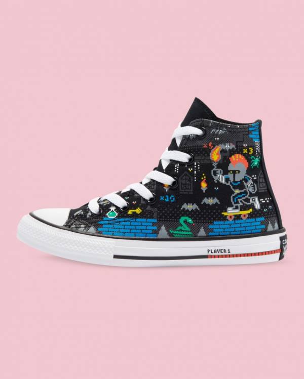 Zapatillas Altas Converse Chuck Taylor All Star Gamer Print Negras | CV-063THB