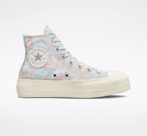 Zapatillas Altas Converse Chuck Taylor All Star Lift Platform Marble Plateadas | CV-073IML