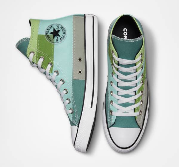 Zapatillas Altas Converse Chuck Taylor All Star Patchwork Verde Claro Verde Menta | CV-087ZIU