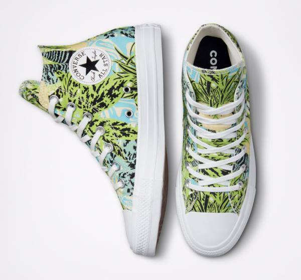 Zapatillas Altas Converse Chuck Taylor All Star Tropical Florals Verde Claro Blancas | CV-089LWM