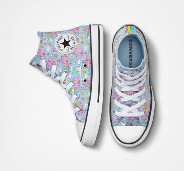 Zapatillas Altas Converse Chuck Taylor All Star Rainbow Castles Azules Rosas | CV-147OTK