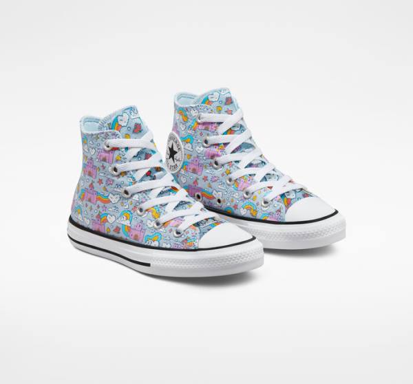 Zapatillas Altas Converse Chuck Taylor All Star Rainbow Castles Azules Rosas | CV-147OTK