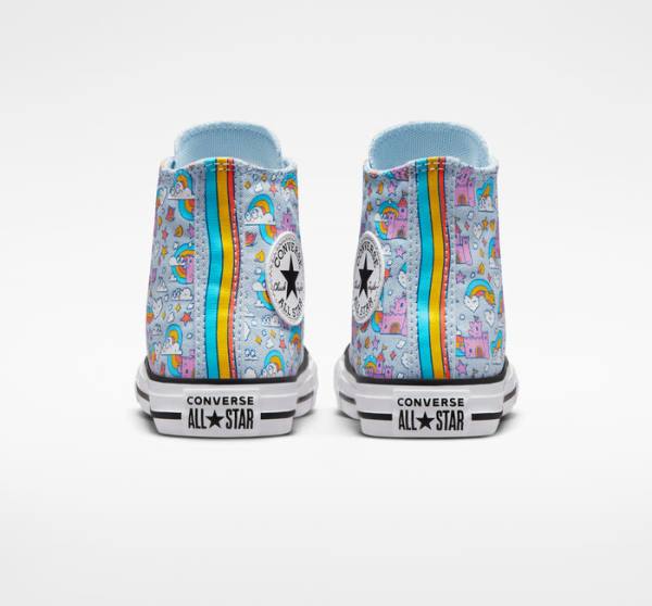 Zapatillas Altas Converse Chuck Taylor All Star Rainbow Castles Azules Rosas | CV-147OTK