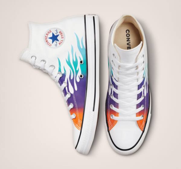 Zapatillas Altas Converse Chuck Taylor All Star Archive Prints Blancas Azules Turquesa | CV-243MDO