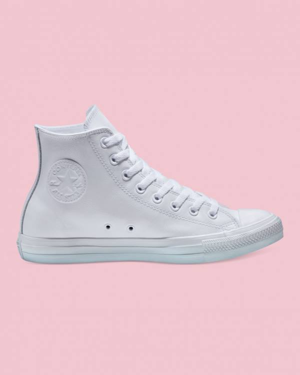 Zapatillas Altas Converse Chuck Taylor All Star Cuero Blancas | CV-310MTK