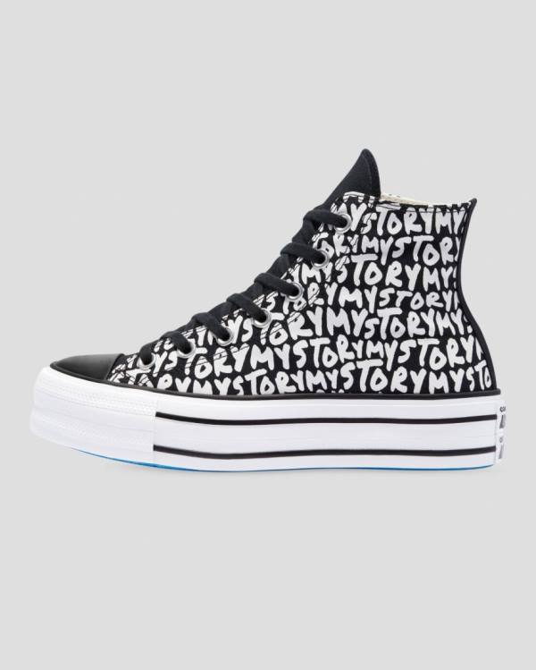 Zapatillas Altas Converse Chuck Taylor All Star My Story Double Stacked Lift Negras | CV-319OMC