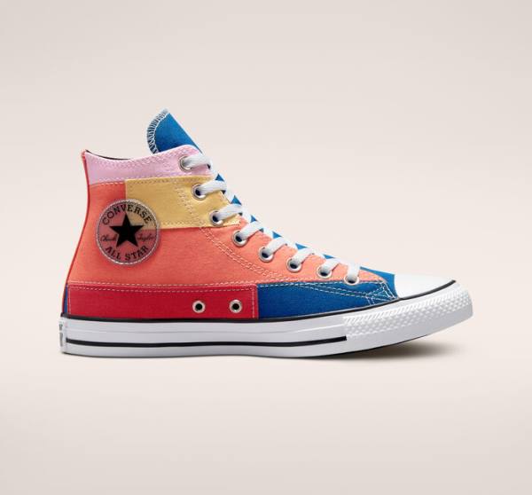 Zapatillas Altas Converse Chuck Taylor All Star Patchwork Azules Rosas | CV-452YVN