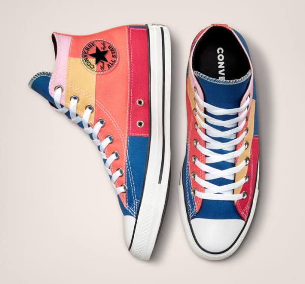 Zapatillas Altas Converse Chuck Taylor All Star Patchwork Azules Rosas | CV-548BWH