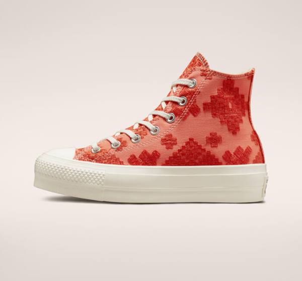 Zapatillas Altas Converse Chuck Taylor All Star Lift Platform Tonal Embroidery Naranjas | CV-572BHL