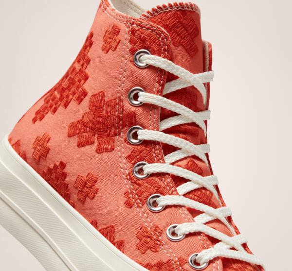 Zapatillas Altas Converse Chuck Taylor All Star Lift Platform Tonal Embroidery Naranjas | CV-572BHL