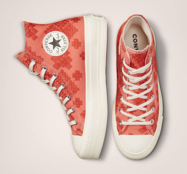 Zapatillas Altas Converse Chuck Taylor All Star Lift Platform Tonal Embroidery Naranjas | CV-572BHL