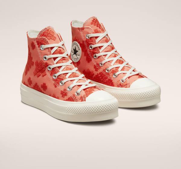 Zapatillas Altas Converse Chuck Taylor All Star Lift Platform Tonal Embroidery Naranjas | CV-572BHL