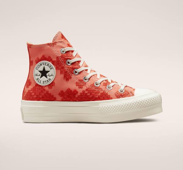 Zapatillas Altas Converse Chuck Taylor All Star Lift Platform Tonal Embroidery Naranjas | CV-572BHL