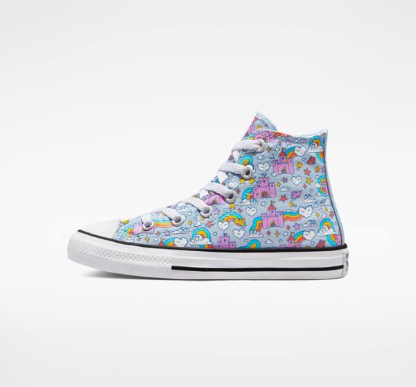 Zapatillas Altas Converse Chuck Taylor All Star Rainbow Castles Azules Rosas | CV-584IYN