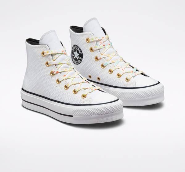 Zapatillas Altas Converse Chuck Taylor All Star Lift Platform Splatter Blancas Blancas | CV-648YWZ