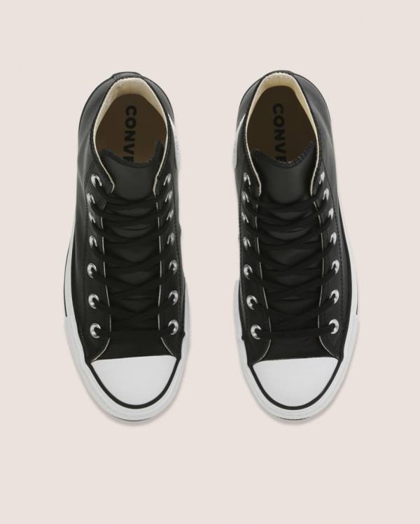 Zapatillas Altas Converse Chuck Taylor All Star Lift Clean Cuero Negras | CV-673GBI