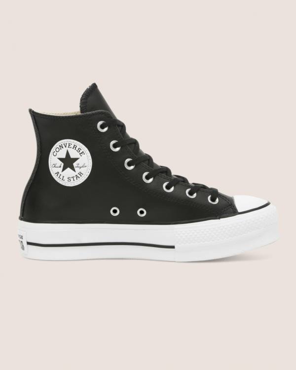 Zapatillas Altas Converse Chuck Taylor All Star Lift Clean Cuero Negras | CV-673GBI