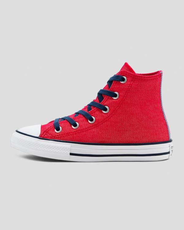 Zapatillas Altas Converse Chuck Taylor All Star Denim Reverse Twill Rojas | CV-684DPY