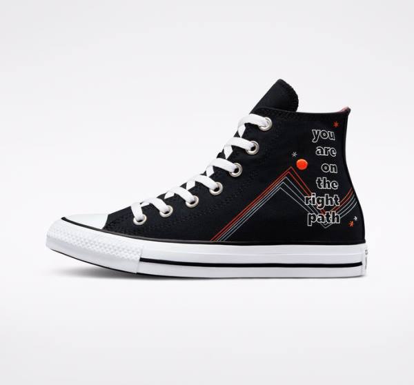 Zapatillas Altas Converse Chuck Taylor All Star You Are On The Right Path Negras Blancas | CV-719UHF