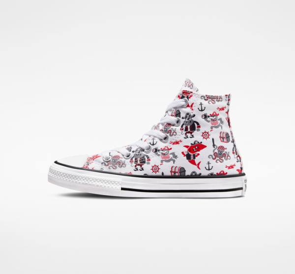 Zapatillas Altas Converse Chuck Taylor All Star Pirates Blancas Rojas Negras | CV-784OPB