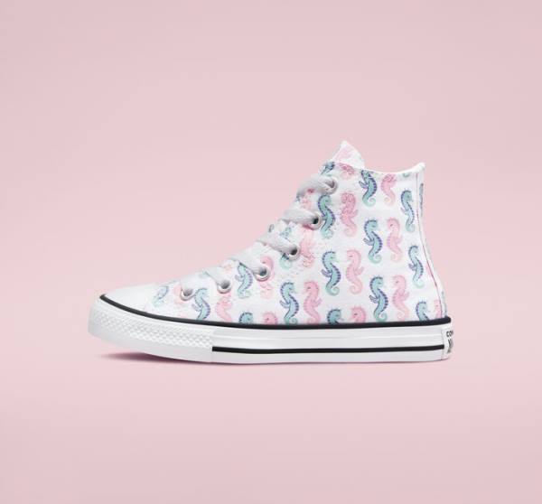 Zapatillas Altas Converse Chuck Taylor All Star Seahorses Blancas Rosas Verde Menta | CV-830SEP