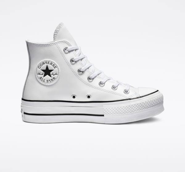 Zapatillas Altas Converse Chuck Taylor All Star Lift Platform Cuero Blancas Negras Blancas | CV-835DZS