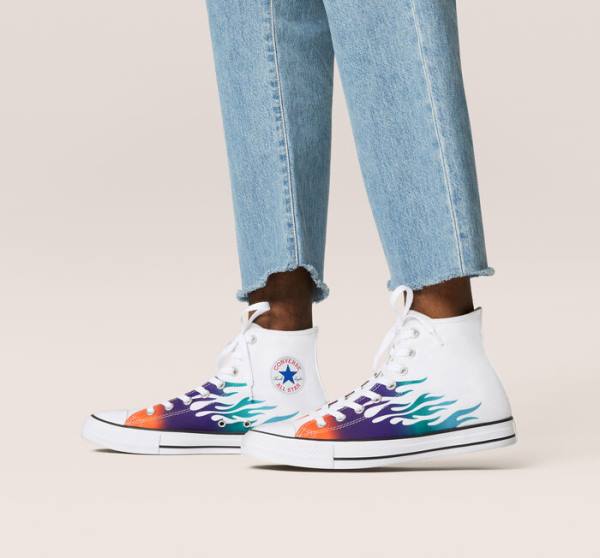 Zapatillas Altas Converse Chuck Taylor All Star Archive Prints Blancas Azules Turquesa | CV-865YRP