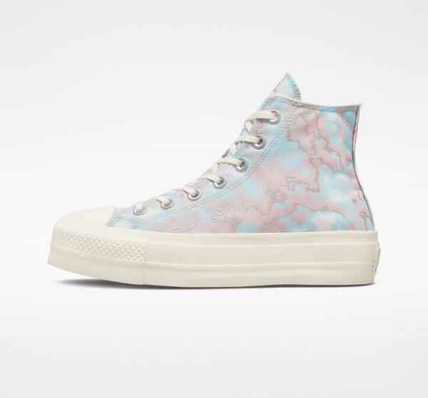 Zapatillas Altas Converse Chuck Taylor All Star Lift Platform Marble Plateadas | CV-903VAF