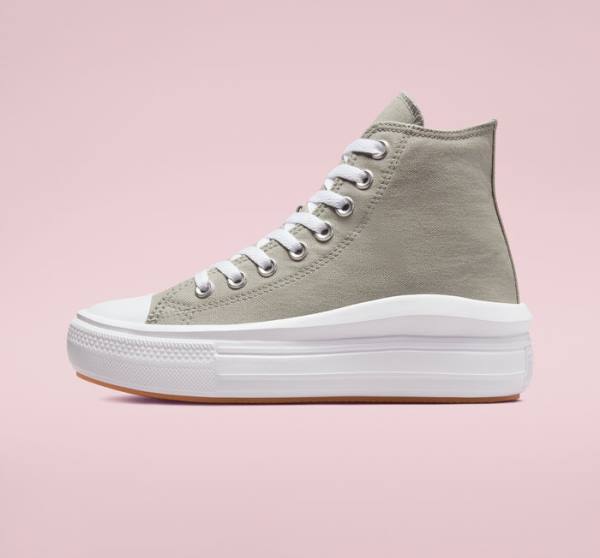 Zapatillas Altas Converse Chuck Taylor All Star Move Platform Seasonal Color Verde Oliva Blancas Blancas | CV-960AZL