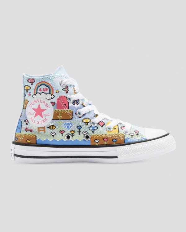 Zapatillas Altas Converse Chuck Taylor All Star Girls Gamer Azules Rosas Blancas | CV-967BPA