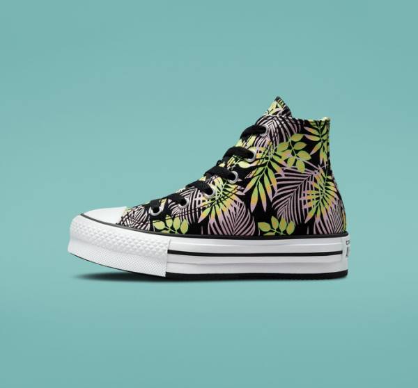 Zapatillas Altas Converse Chuck Taylor All Star Lift Platform Bright Plants Negras Rosas Verde Claro | CV-975NDR